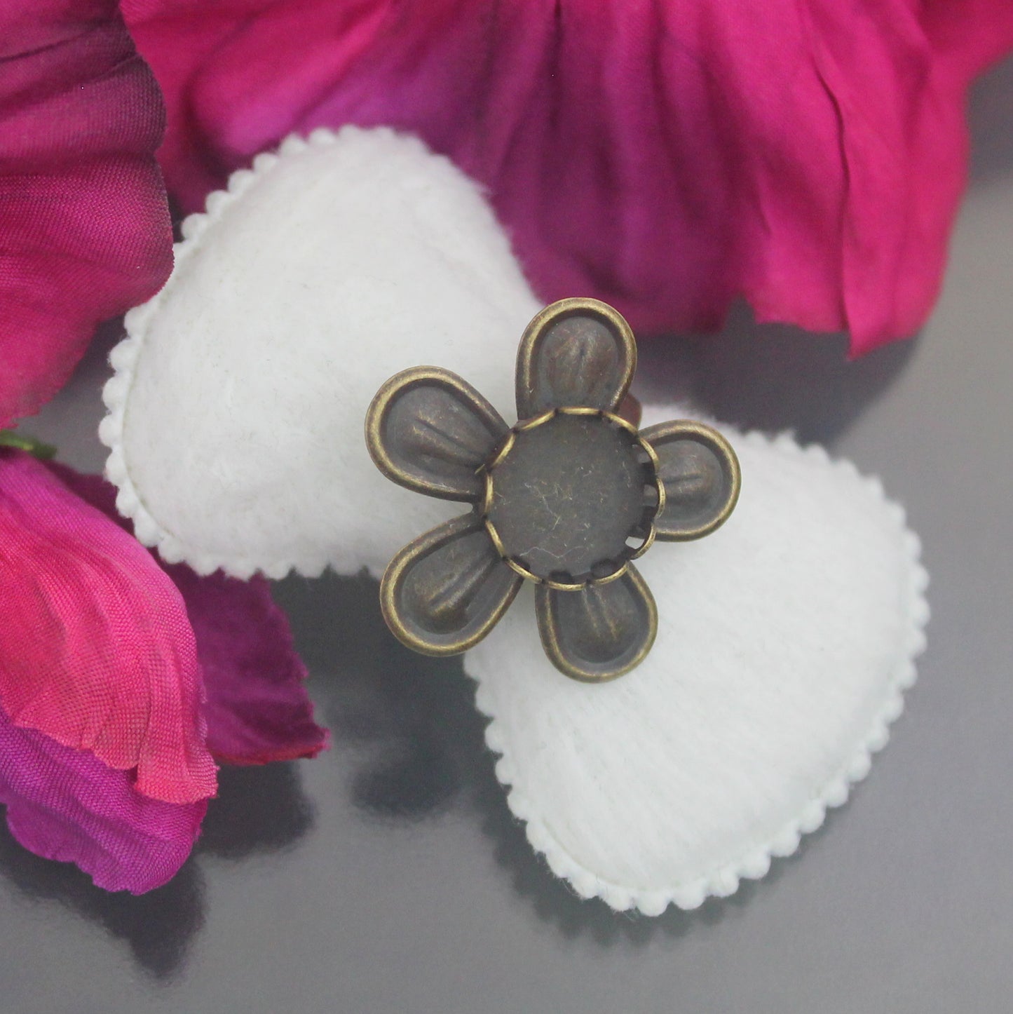 Ringschiene für Cabochon, ø10mm, antik bronzefarbig, Schmuck basteln