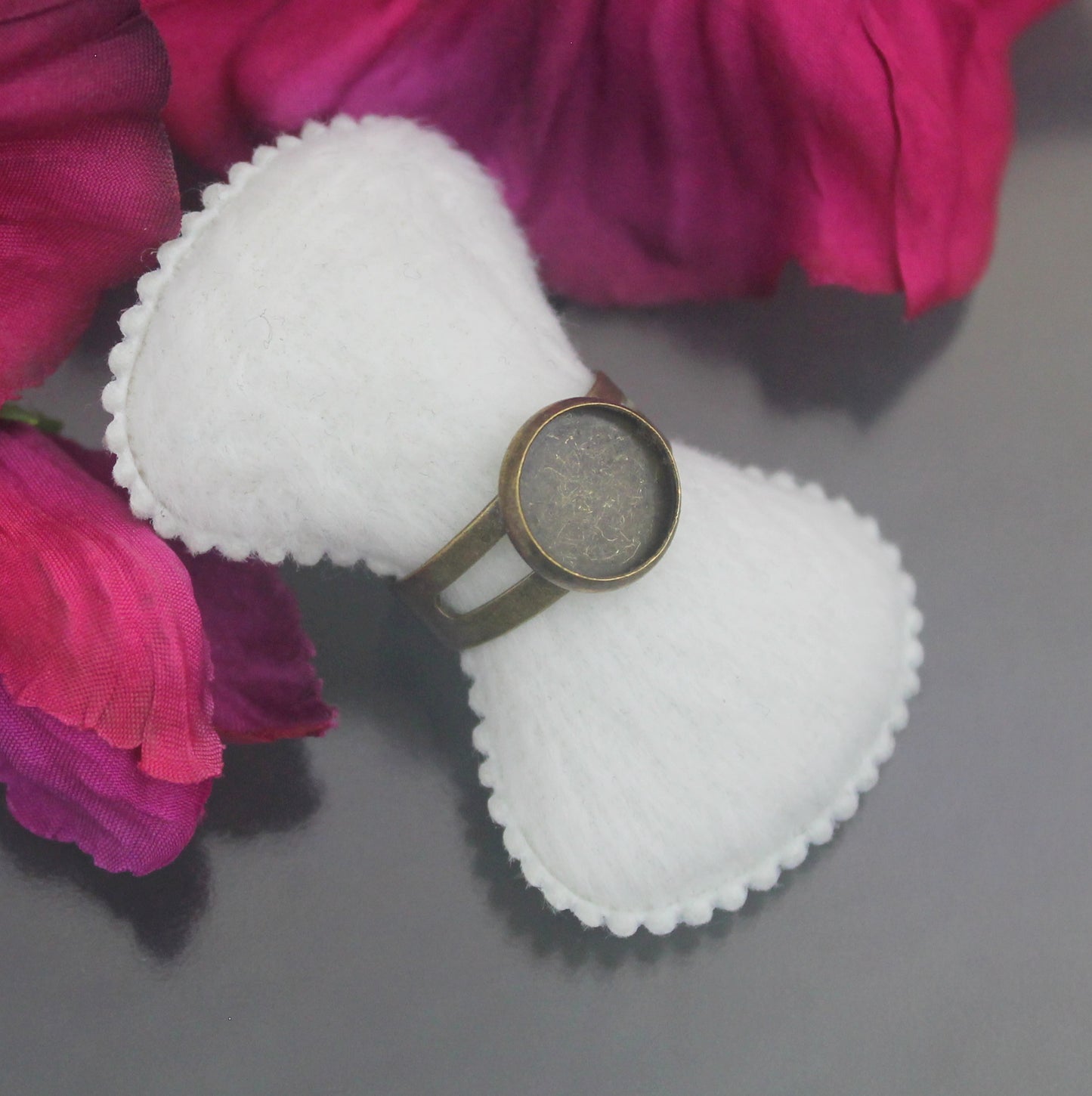 Ringschiene für Cabochon, ø10mm, antik bronzefarbig, Schmuck basteln