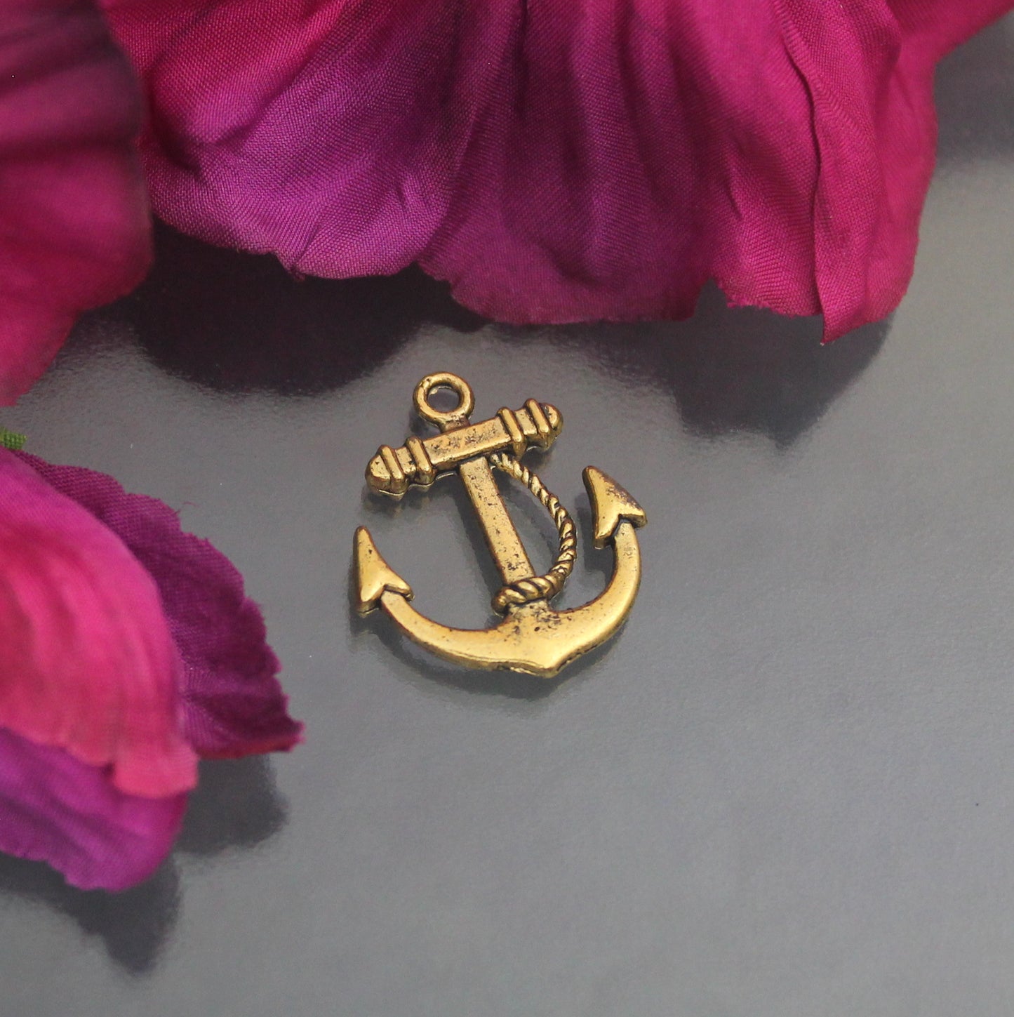 3 Anhänger, Anker, 23mm, Glaube Liebe, Hoffnung, Schmuck basteln