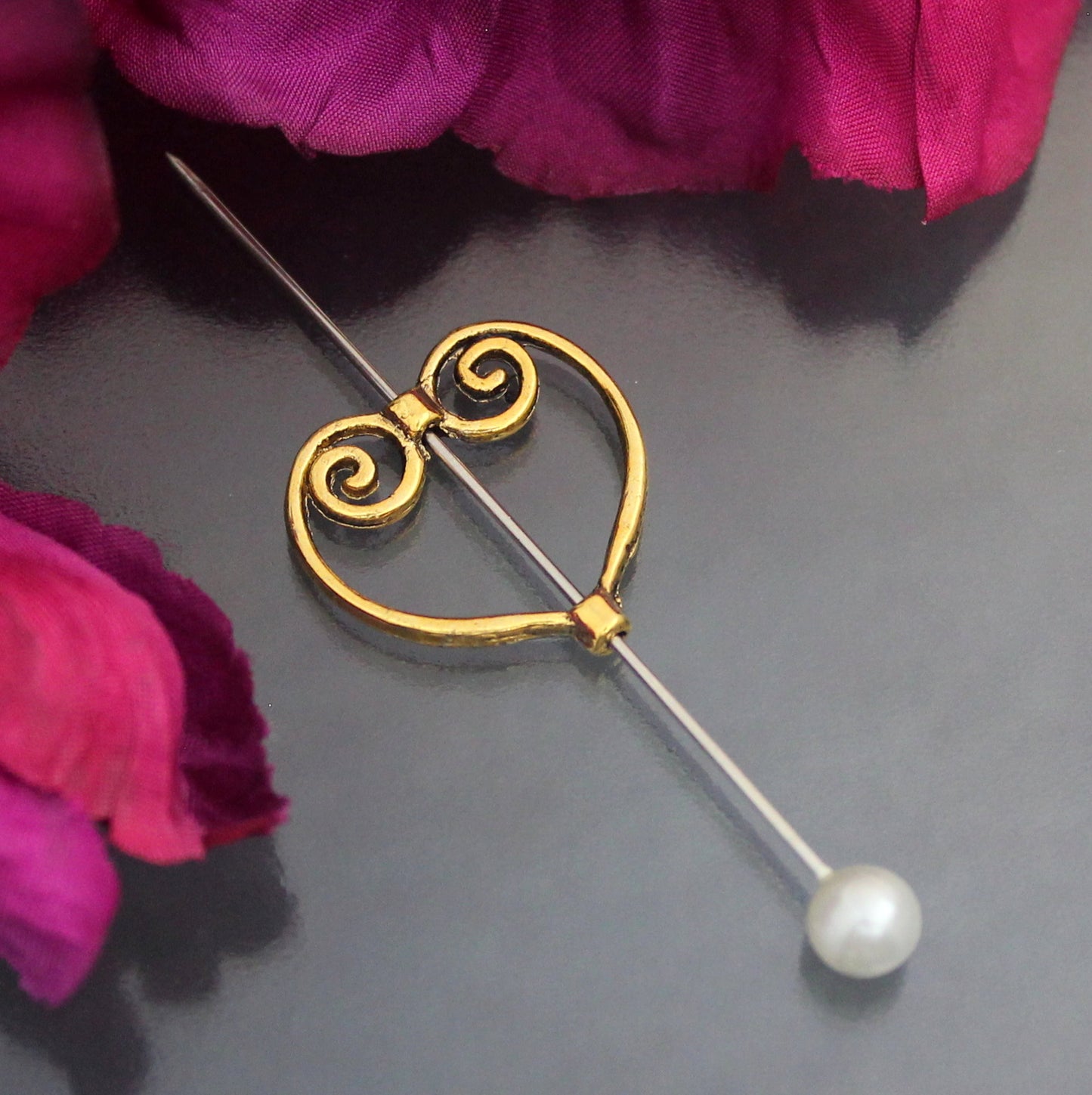 3 Rahmenperlen, Metall, 20mm, Herz antik goldfarbig, Schmuck DIY