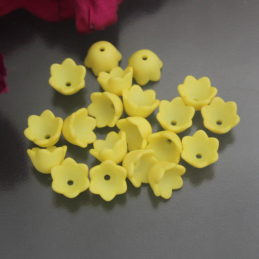 20 Käppchen, Blumen, Blüten, gefrostet, opak, 9mm, Schmuck basteln