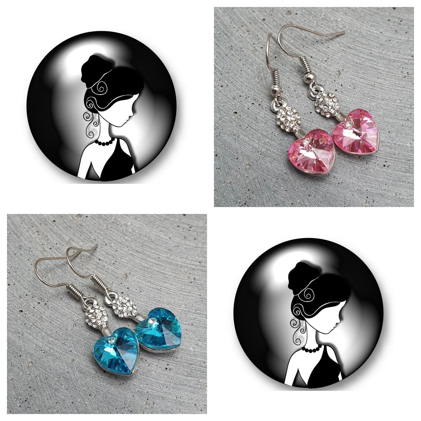 Ohrhänger Swarovski Herz Rose oder Aqua