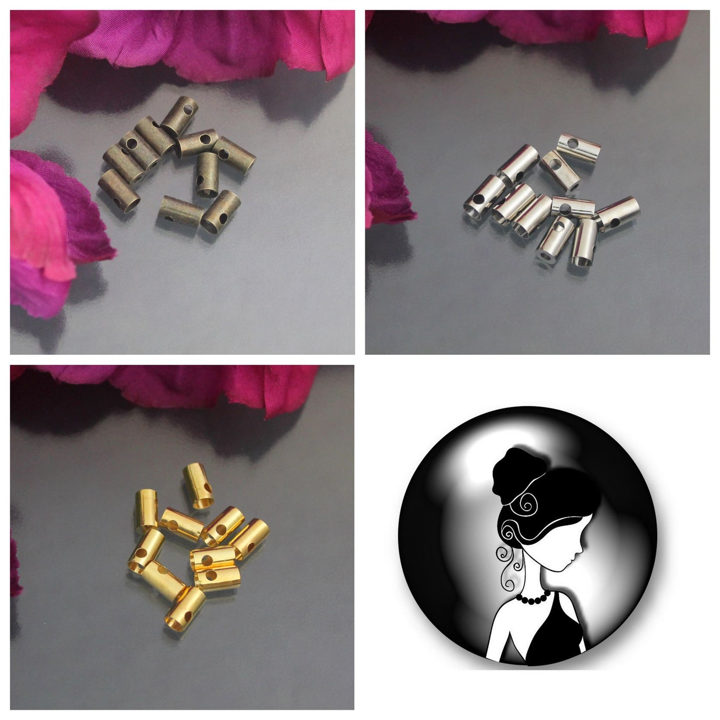 10 Hülsen für Handybänder und Handyketten, 7x4mm, Mobilfunkzubehör