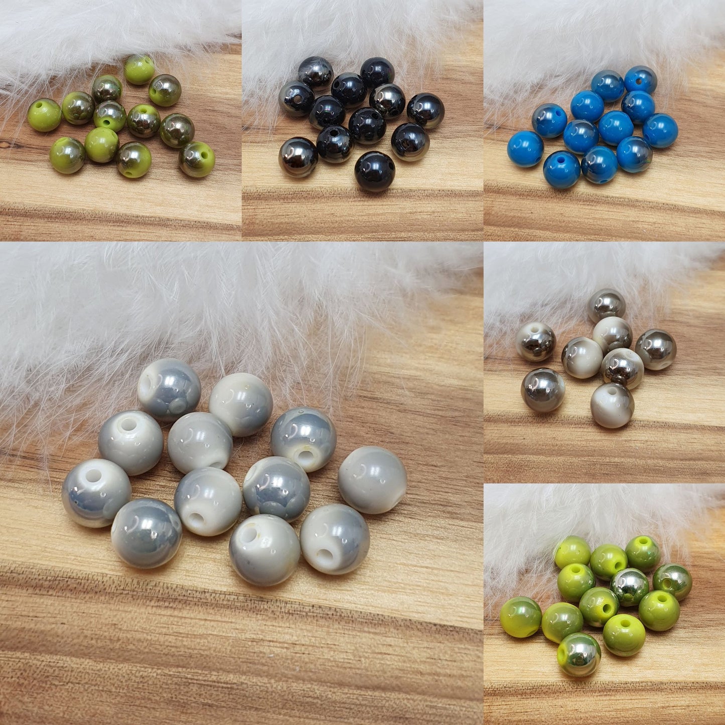 12 Kunststoffperlen, metallic bedampft, 10mm