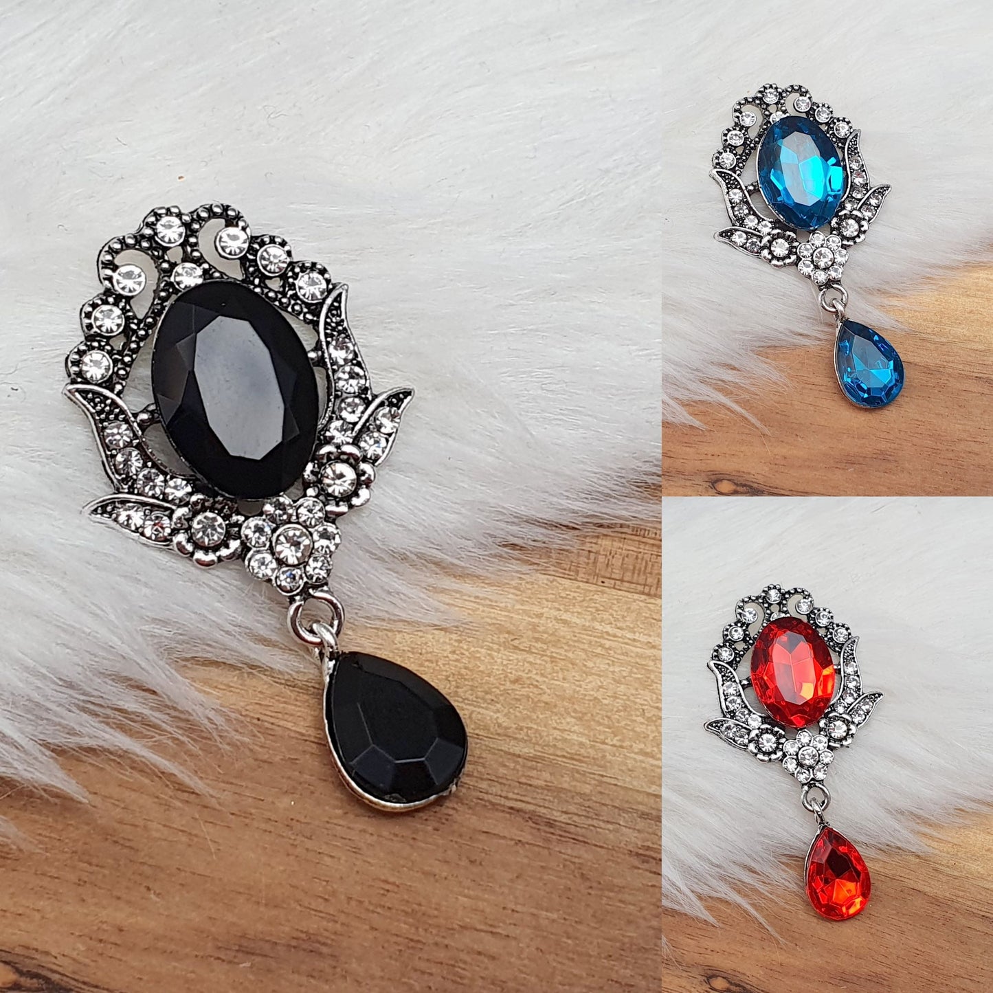 Zierelement mit Strass & Schmuckstein, 55 x 29mm