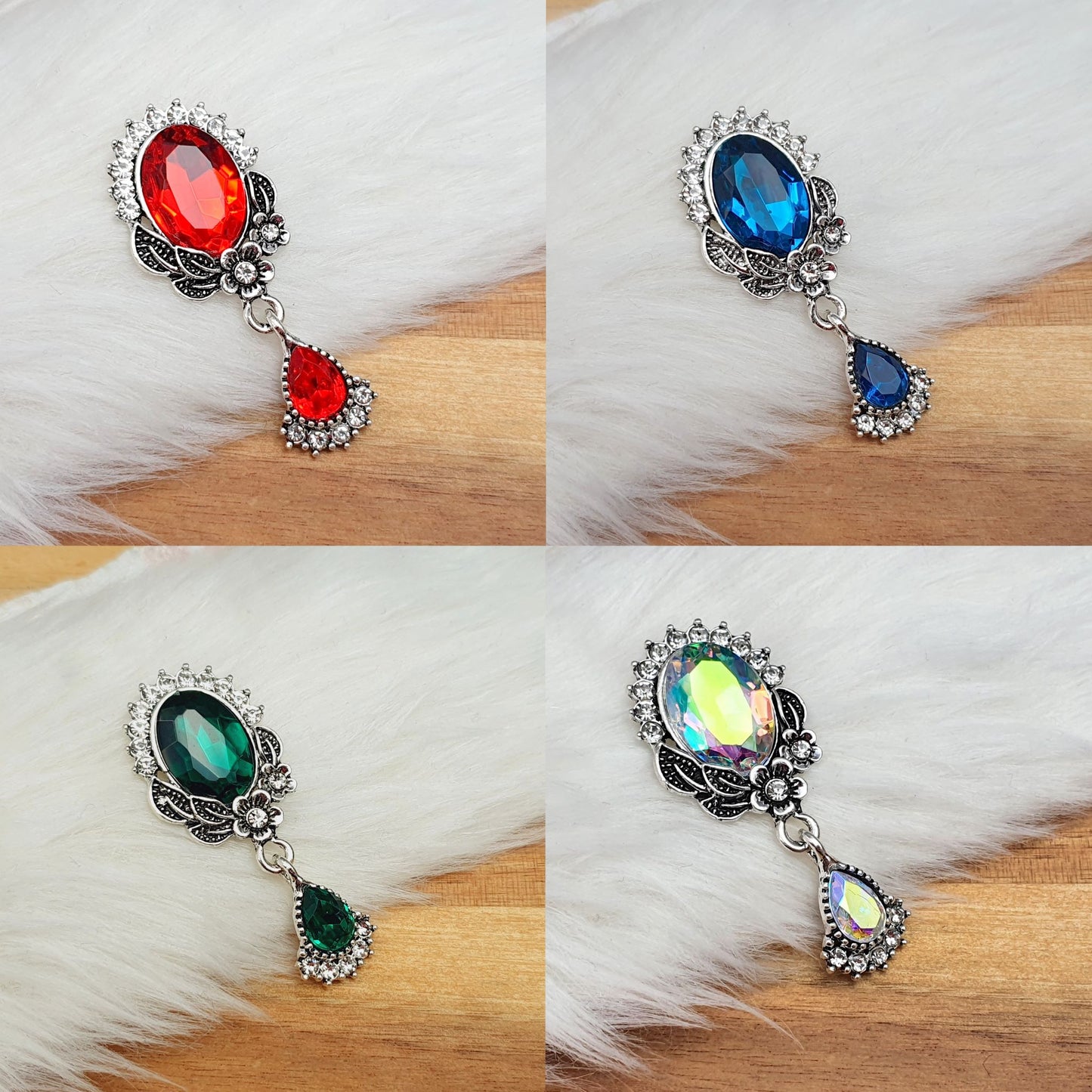 Zierelement mit Strass & Schmuckstein, 52x23mm