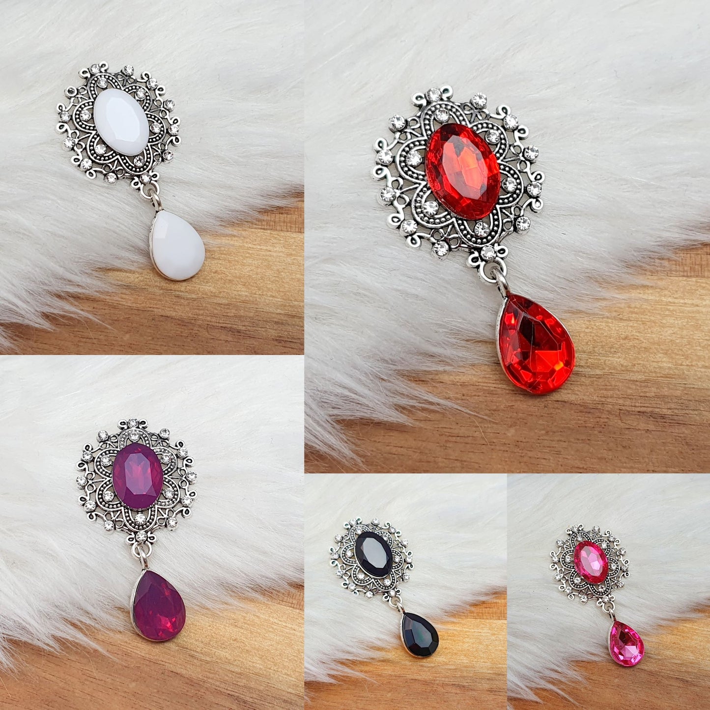 Zierelement mit Strass & Schmuckstein, 45 x 23mm