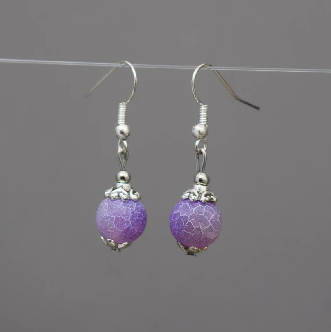 Ohrhänger matter Crackachat, Violett