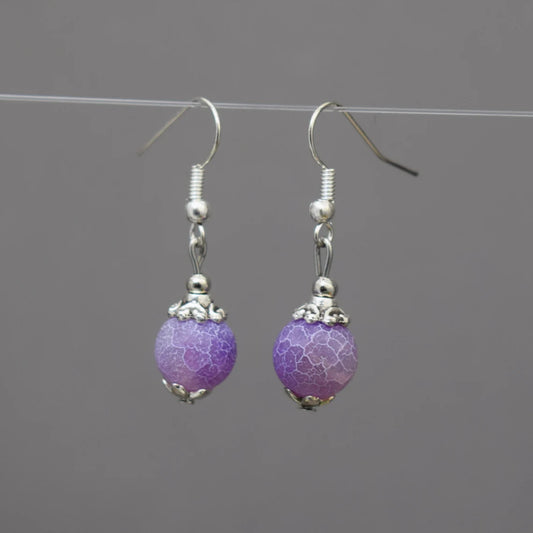 Ohrhänger matter Crackachat, Violett