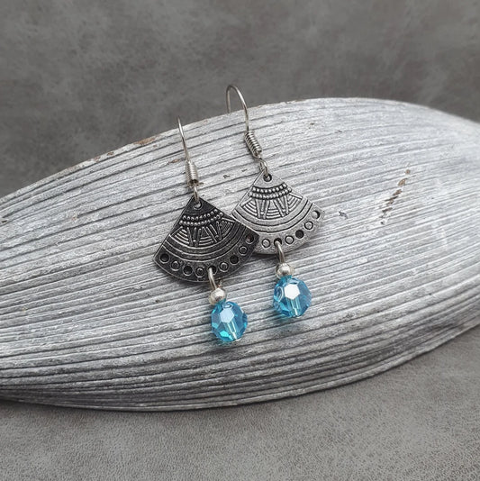 Ohrhänger, Hängerchen, Ethno, Fächer, Glasperle