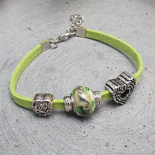 Armband, Velour, Grün, Love, Herz, Engelsflügel