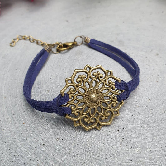 Armband, Velour, Mandala, Antik Bronzefarbig
