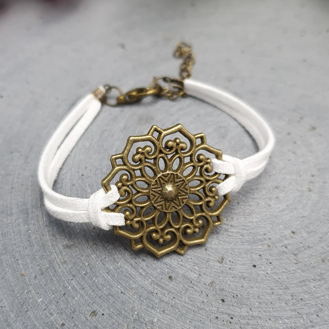 Armband, Velour, Mandala, Antik Bronzefarbig
