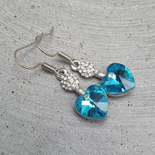 Ohrhänger Swarovski Herz Rose oder Aqua