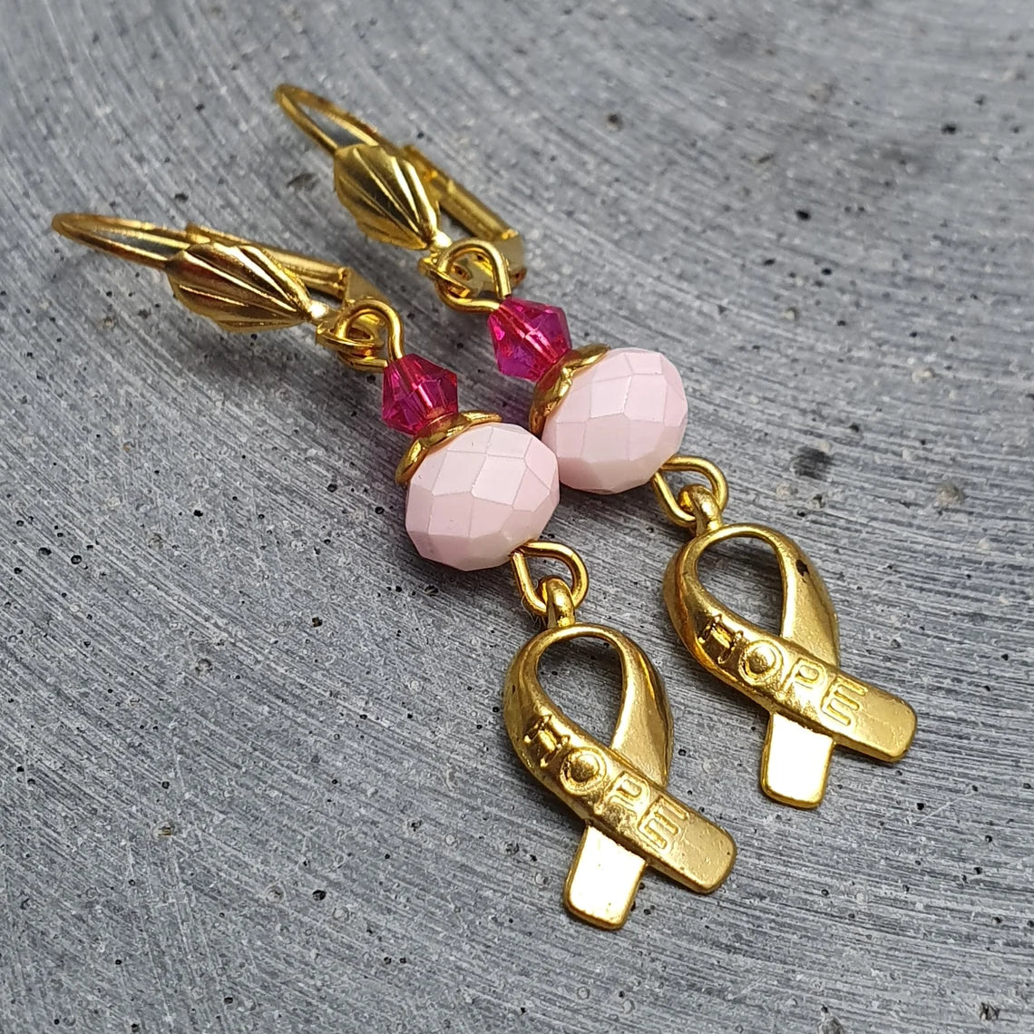 Ohrhänger Hoffnung, Cancer-Day, rosa, pink, vergoldet