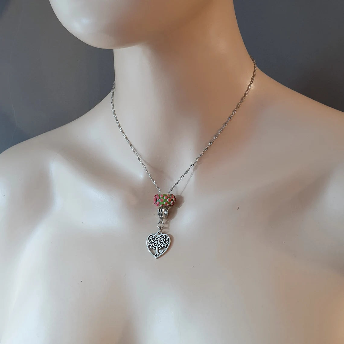 Kette mit Anhänger Modulperle & Baum des Lebens im Herz