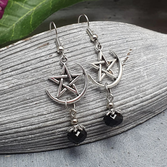 Ohrringe, Ohrhänger, Pentagramm, Gothic