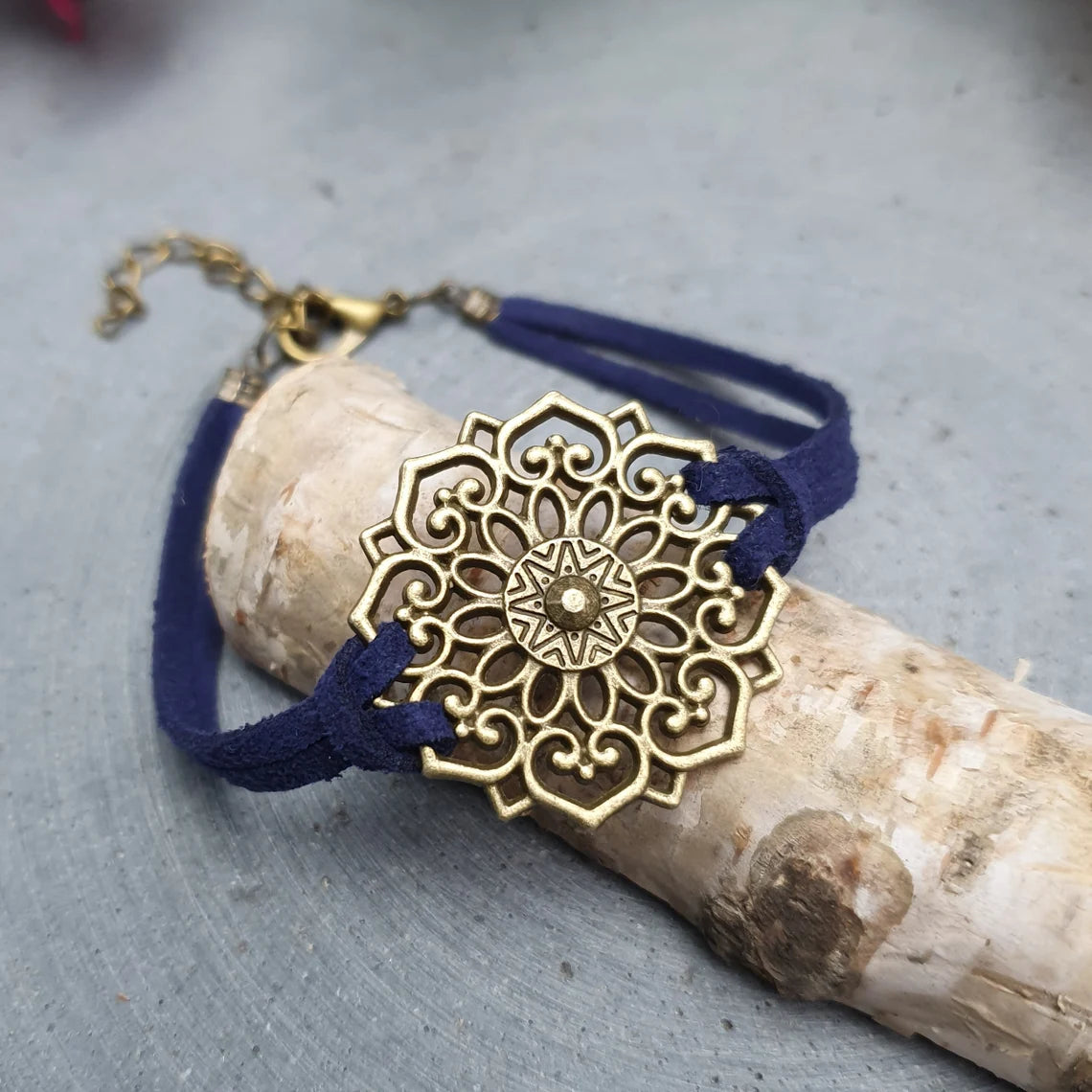 Armband, Velour, Mandala, Antik Bronzefarbig