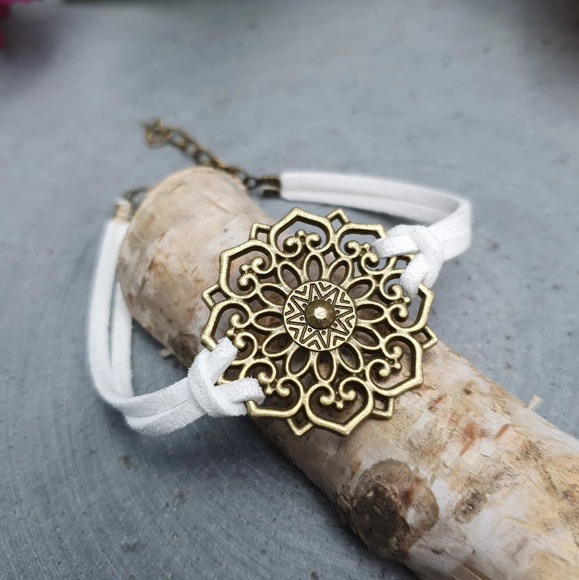 Armband, Velour, Mandala, Antik Bronzefarbig