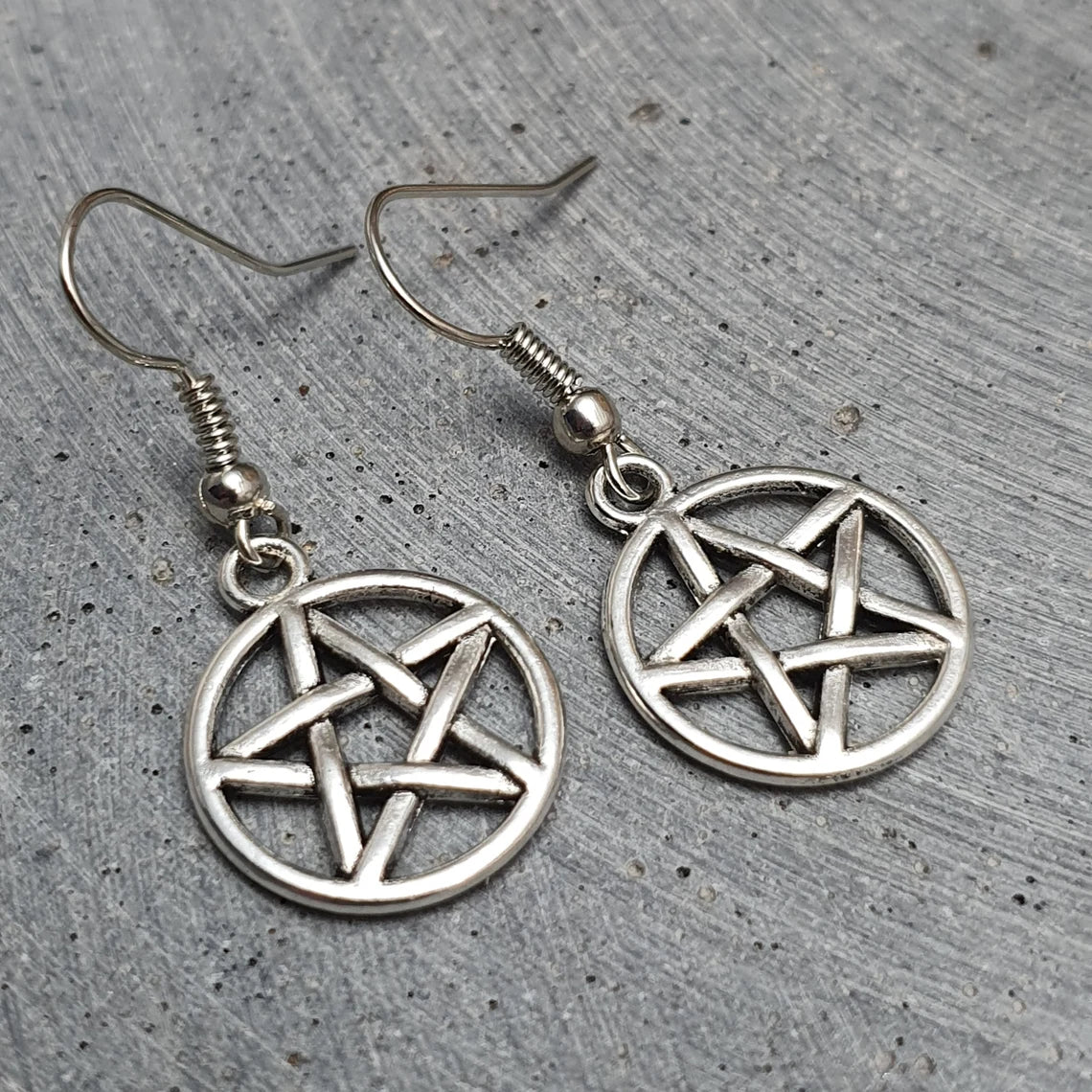 Ohrhänger Pentagram Drudenfuß silberfarbig