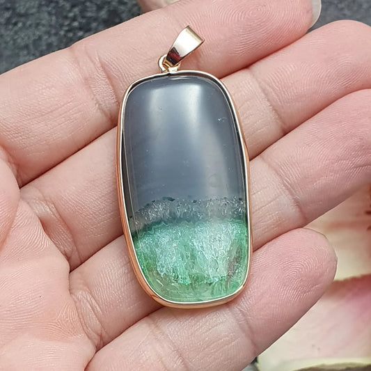 Anhänger Achat mit vergoldeter Fassung