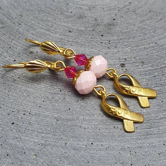 Ohrhänger Hoffnung, Cancer-Day, rosa, pink, vergoldet