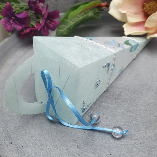 Geschenkverpackung Spitztüte, mint/blau, 23x6x6cm