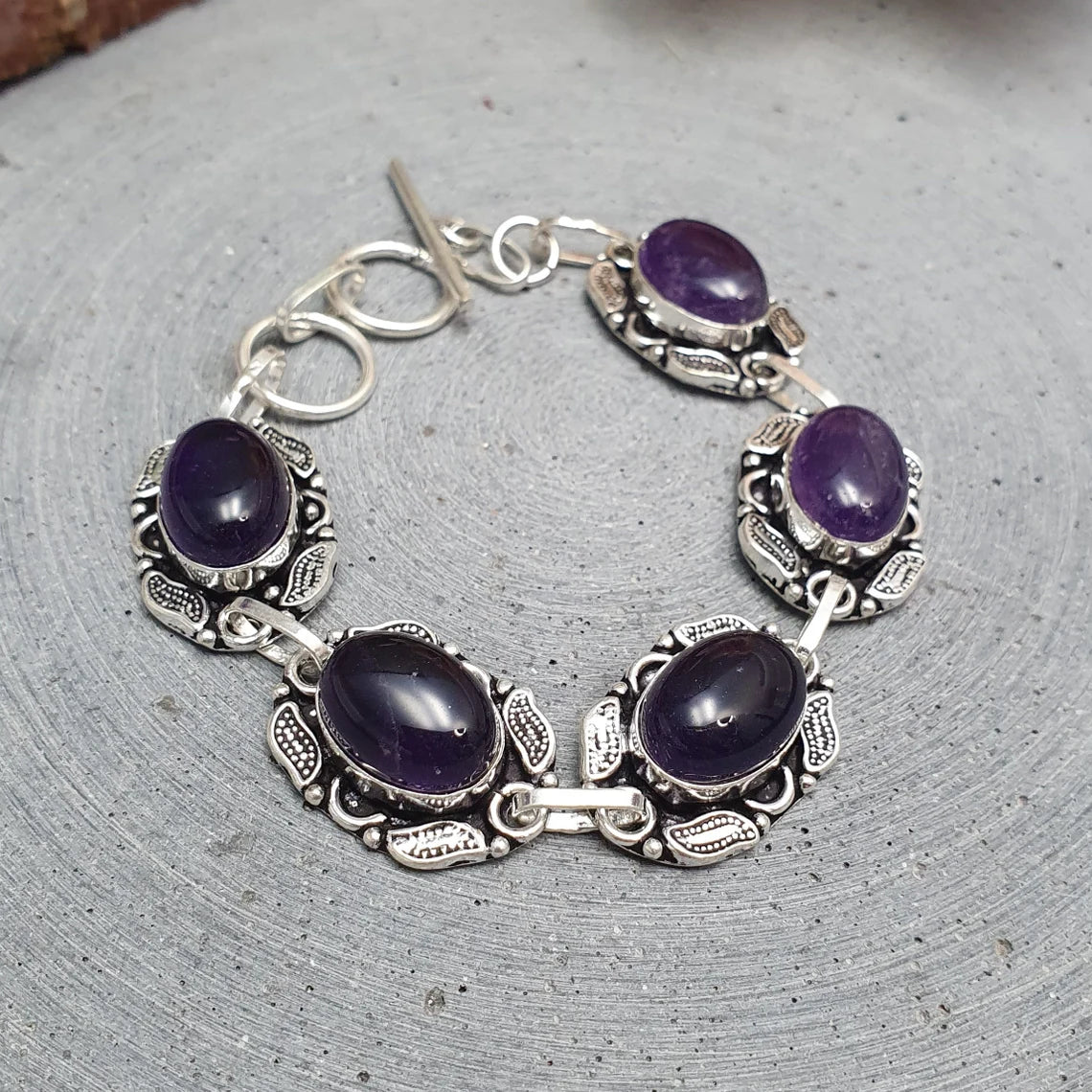 Armband, .925 Sterling Silber, mit Amethyst, 18cm+