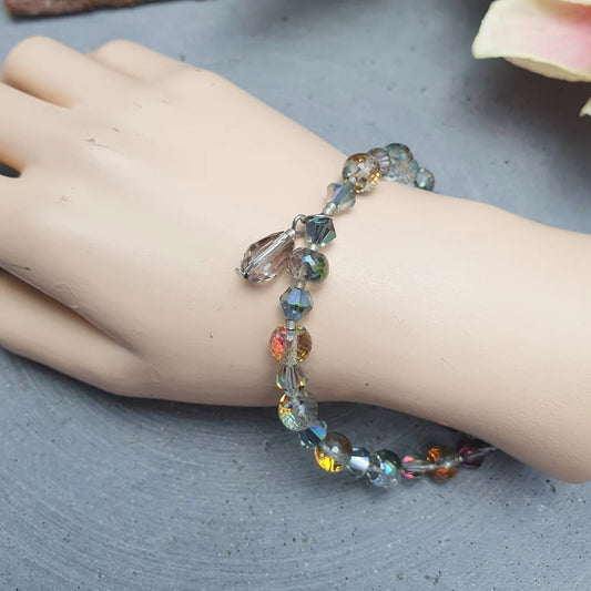 Armband, Kristallglas, Grau AB, 22cm+