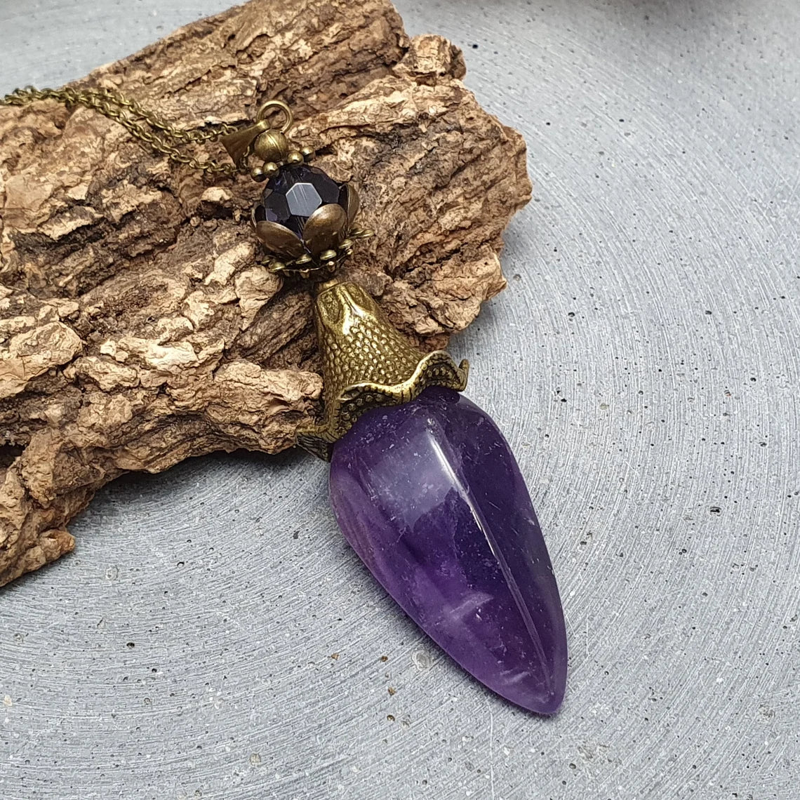 Anhänger, Kette, Romantik, Amethyst, Blume, Elfenland, Feenschmuck