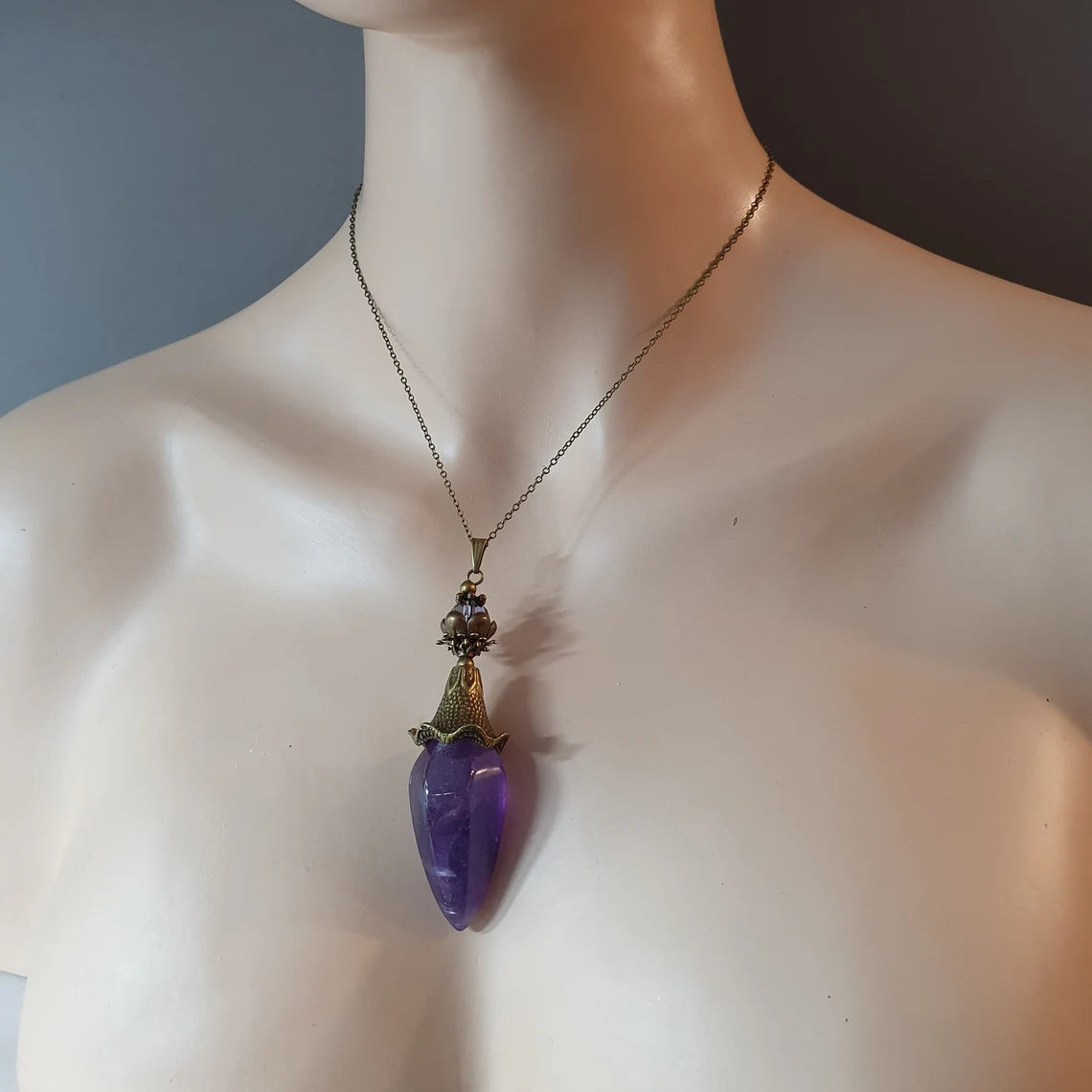 Anhänger, Kette, Romantik, Amethyst, Blume, Elfenland, Feenschmuck