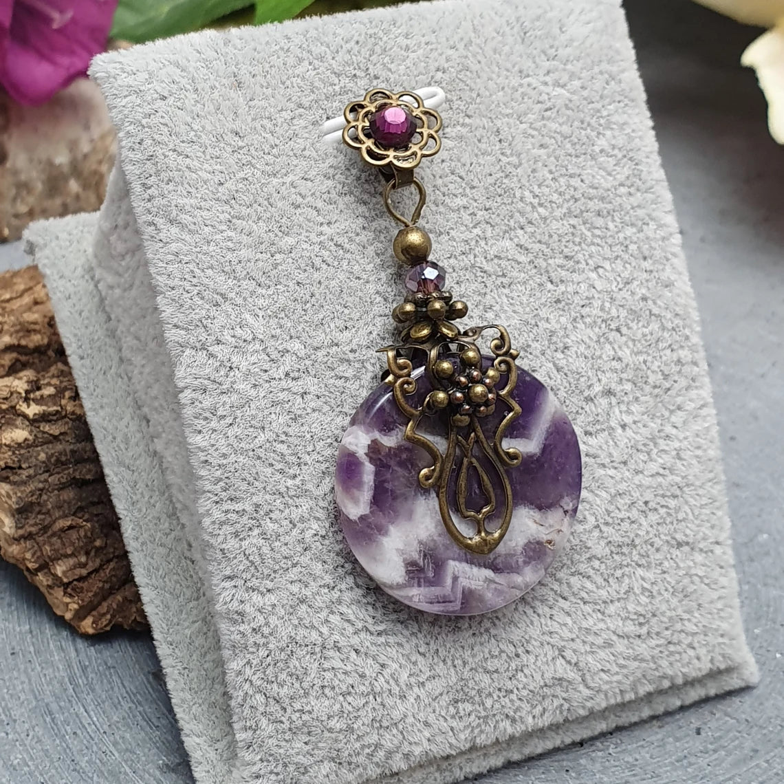 Anhänger, Vintage, Nostalgielook, Amethyst