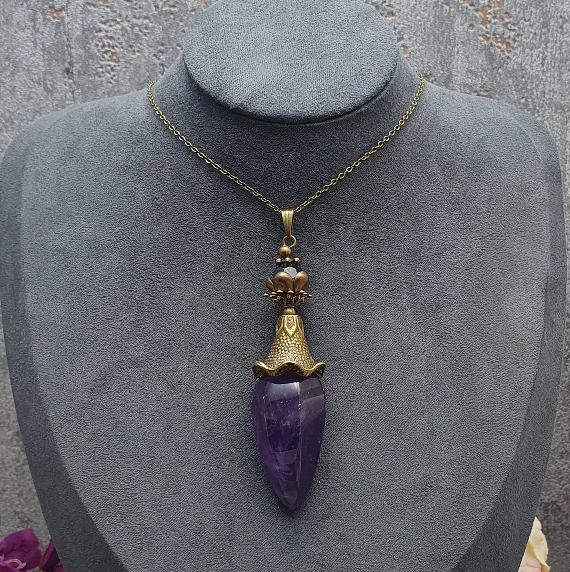 Anhänger, Kette, Romantik, Amethyst, Blume, Elfenland, Feenschmuck