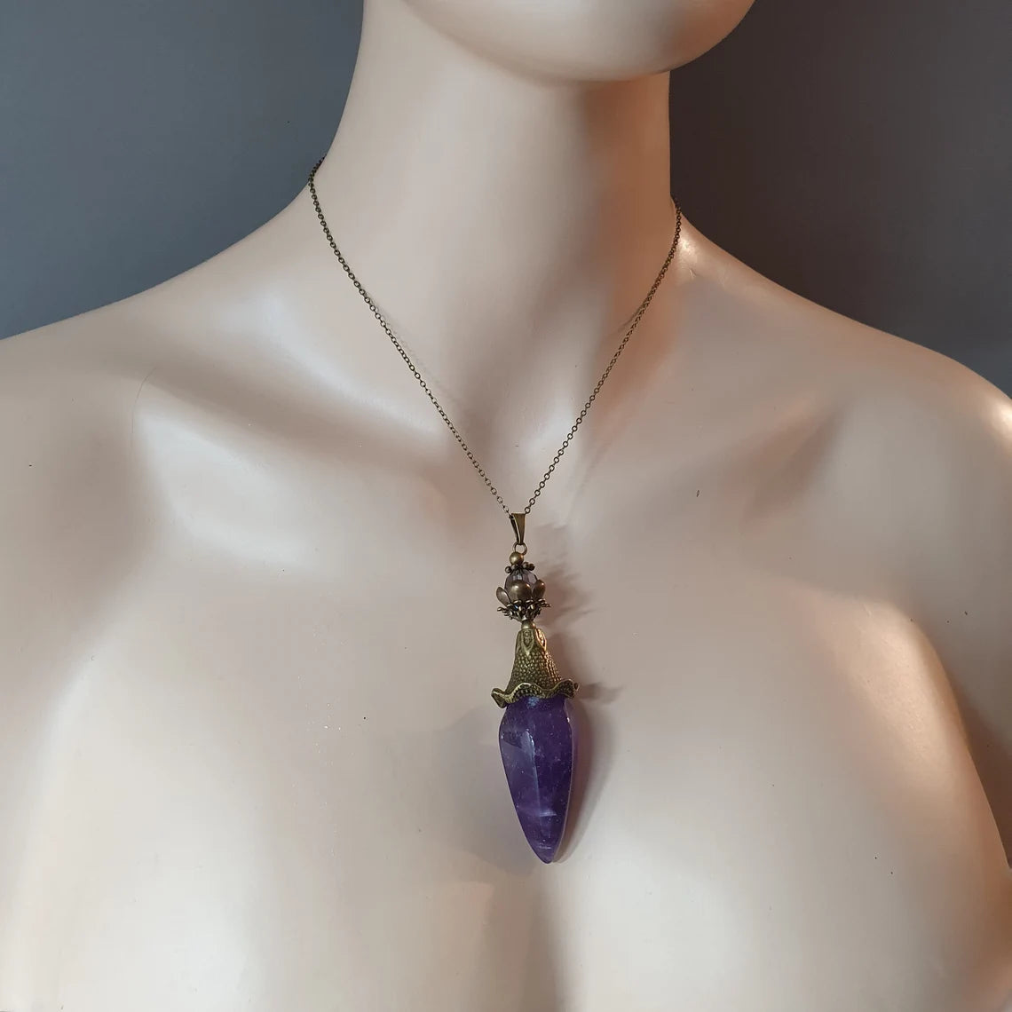 Anhänger, Kette, Romantik, Amethyst, Blume, Elfenland, Feenschmuck