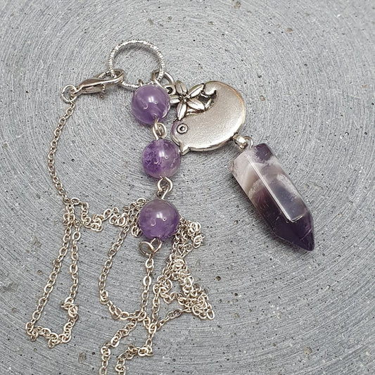 Kette mit Pendel, Objektivität, Pendulum, Amethyst, Vogel