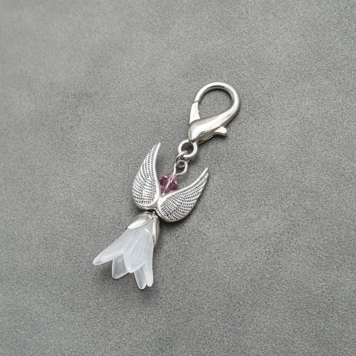 Taschenbaumler, Engel, Blüte, Swarovski, mit Karabiner, Schlüssel, Liebe, Schutz, Schutzengel