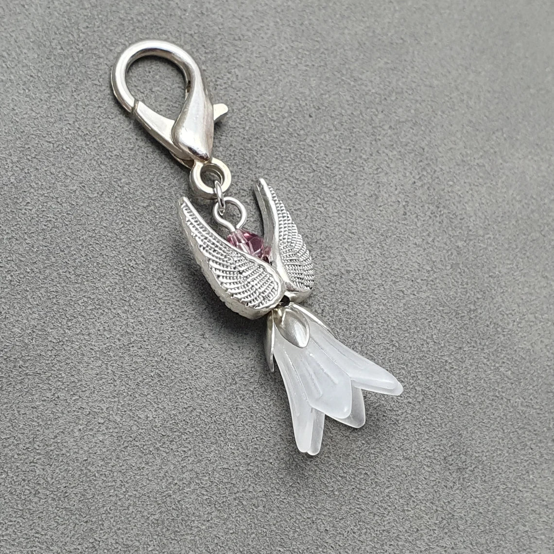 Taschenbaumler, Engel, Blüte, Swarovski, mit Karabiner, Schlüssel, Liebe, Schutz, Schutzengel