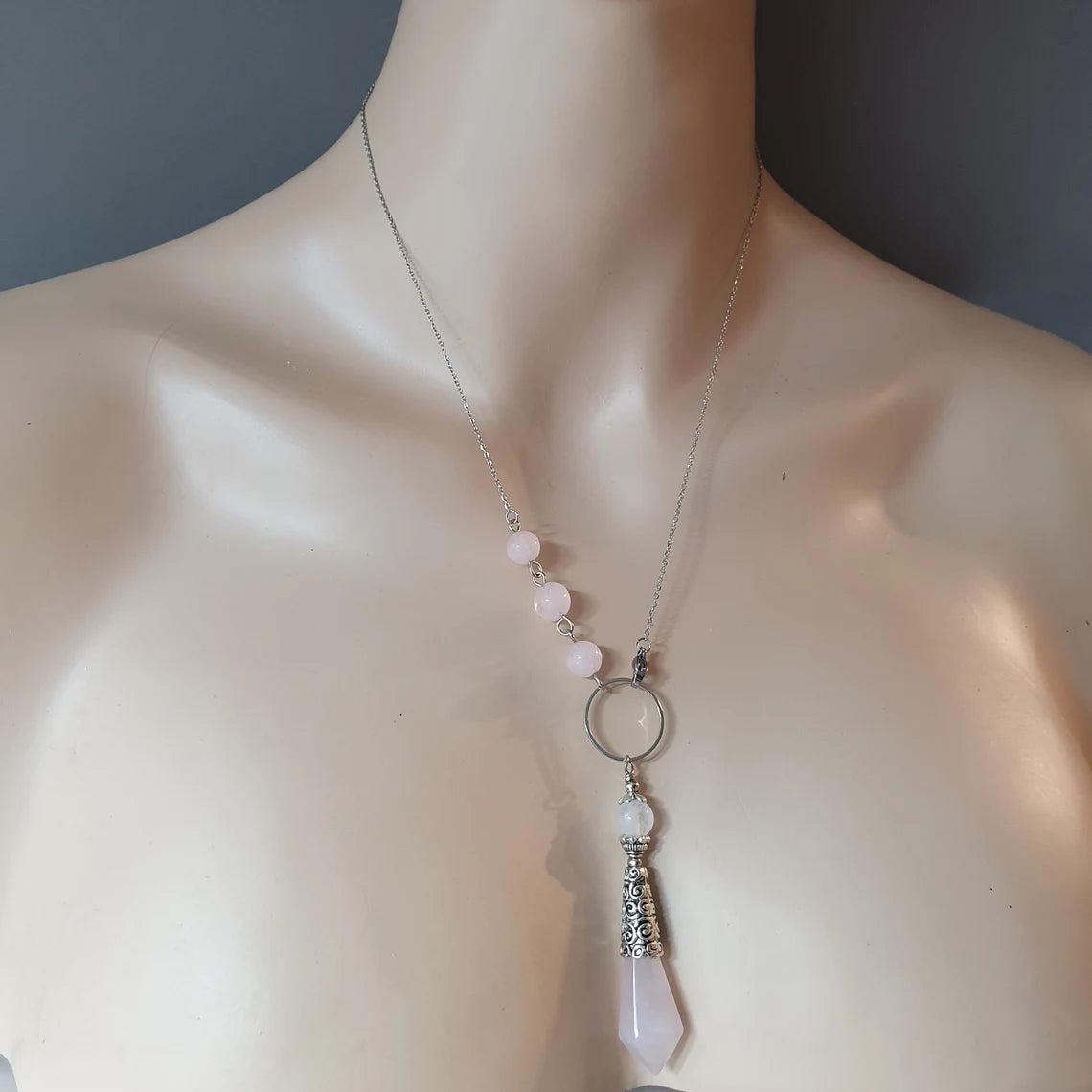Pendel, Pendulum, Kette, Rosenquarz, Stier, Asmodel, Divination