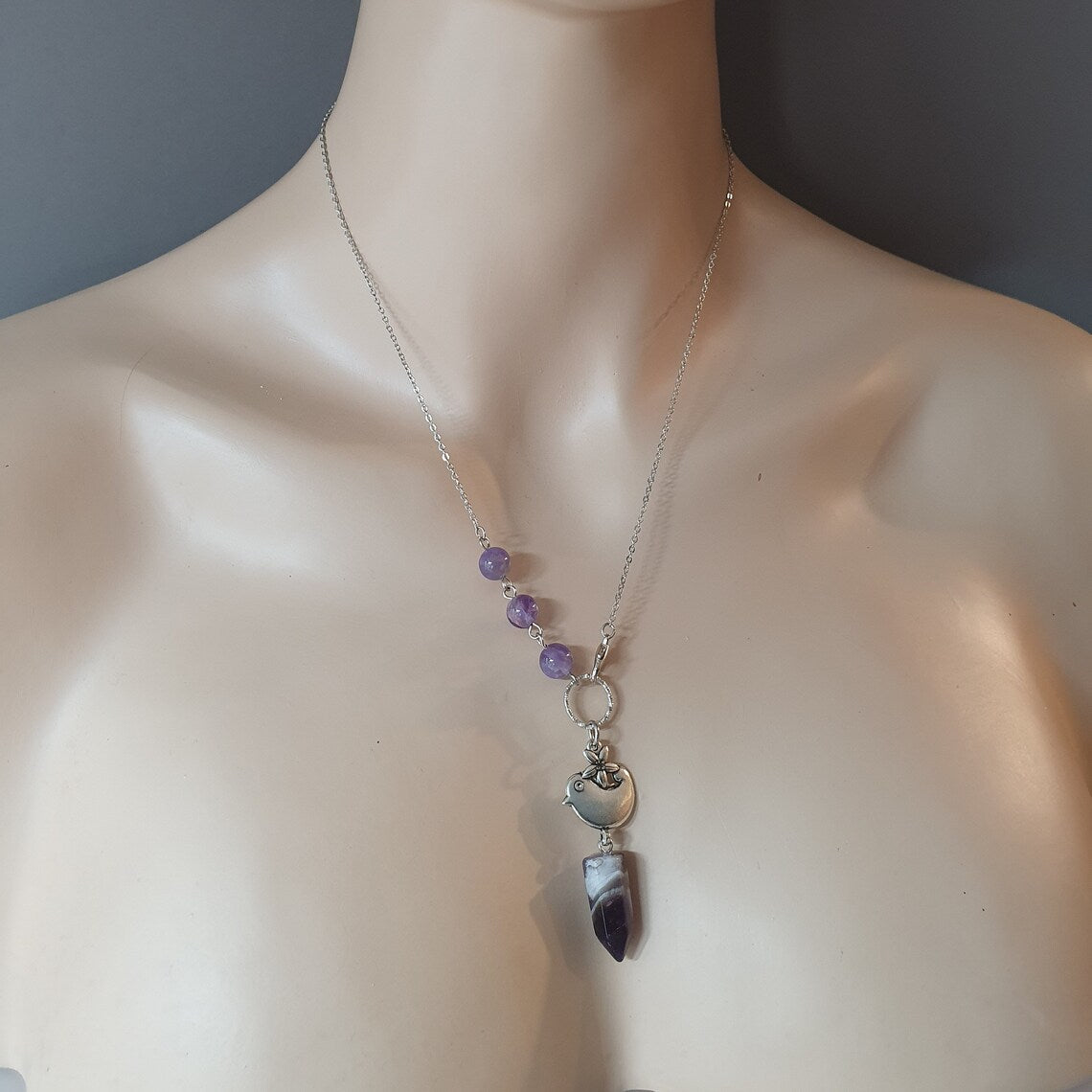 Kette mit Pendel, Objektivität, Pendulum, Amethyst, Vogel