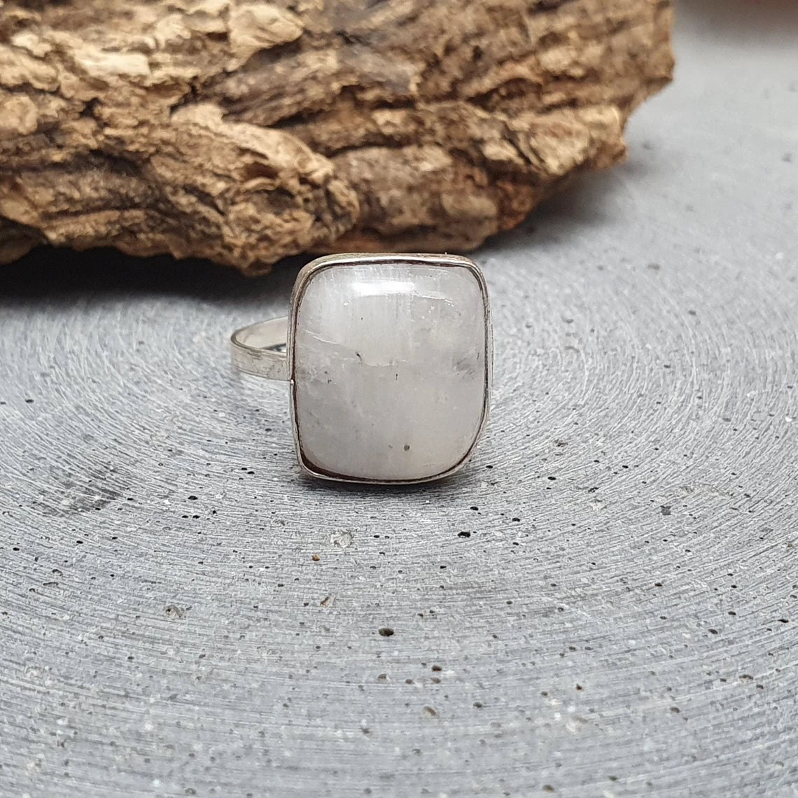 Ring, Regenbogen Mondstein, .925 Silber, Gr. 18 1/4 (57/US8)