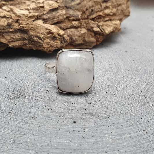 Ring, Regenbogen Mondstein, .925 Silber, Gr. 18 1/4 (57/US8)