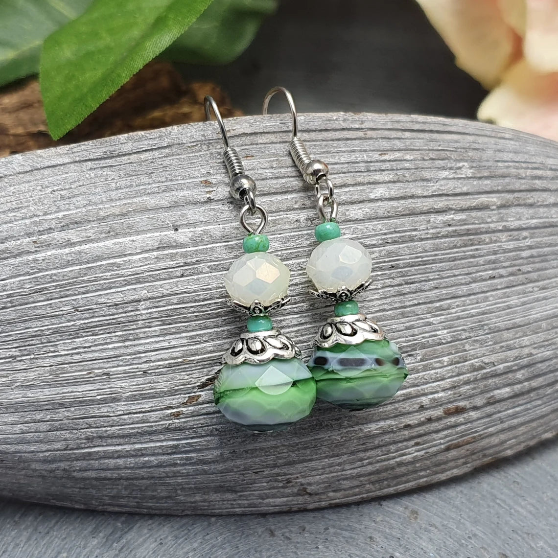 Ohrhänger, Kristallglas, Grün & Gelb