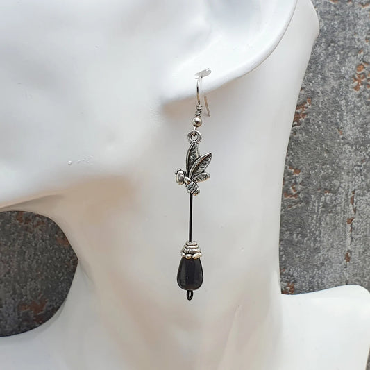 Ohrhänger, Bienchen, mit schwarzer Glasperle