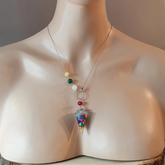 Pendel, Pendulum, Kette, Universal, Glas, Calcit, Malachit, Quarz