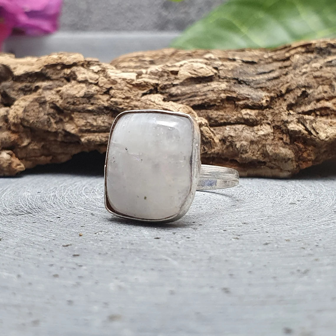 Ring, Regenbogen Mondstein, .925 Silber, Gr. 18 1/4 (57/US8)