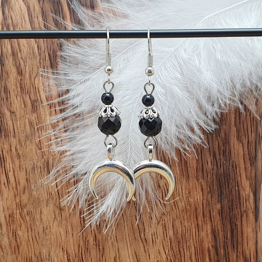 Ohrhänger, Mond mit schwarzem Onyx