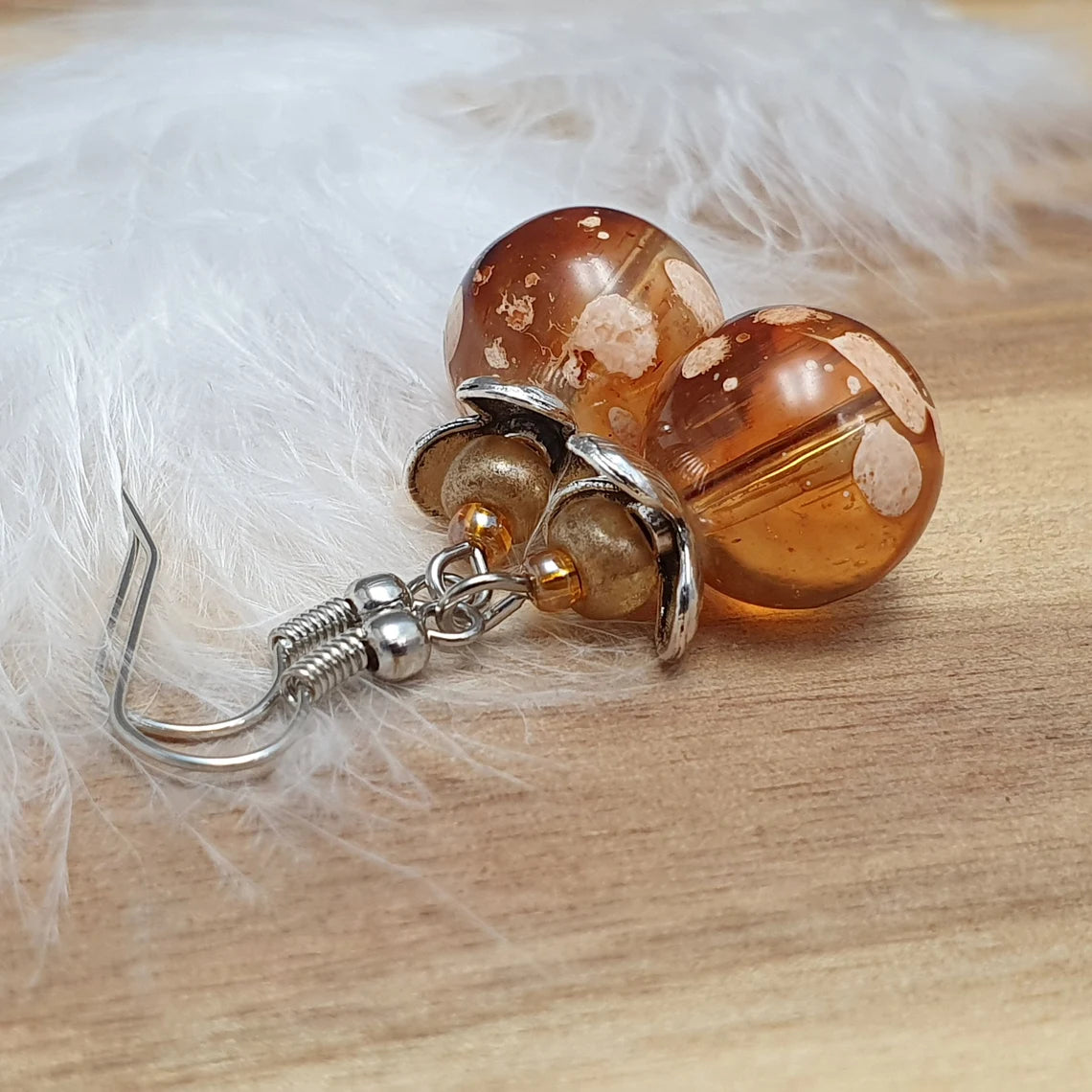 Ohrhänger mit honigfarbenen Glasperlen, Honeyballs