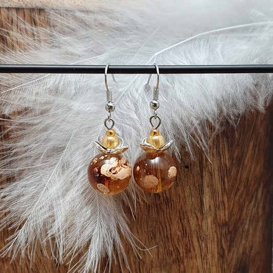 Ohrhänger mit honigfarbenen Glasperlen, Honeyballs