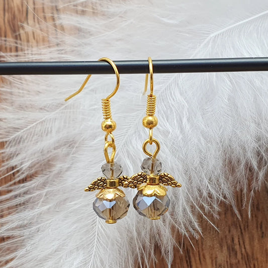 Ohrhänger, Guardian Angel, Kristallglas, Engel, Schutzengel, Goldfarbig