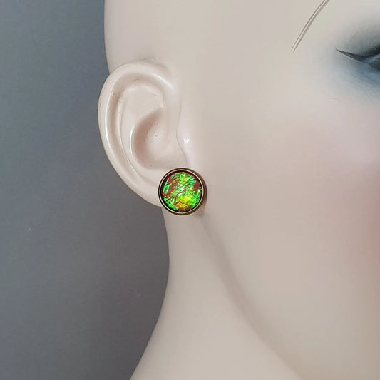 Ohrstecker, Mystique Rouge Verde, antik Bronzefarbig